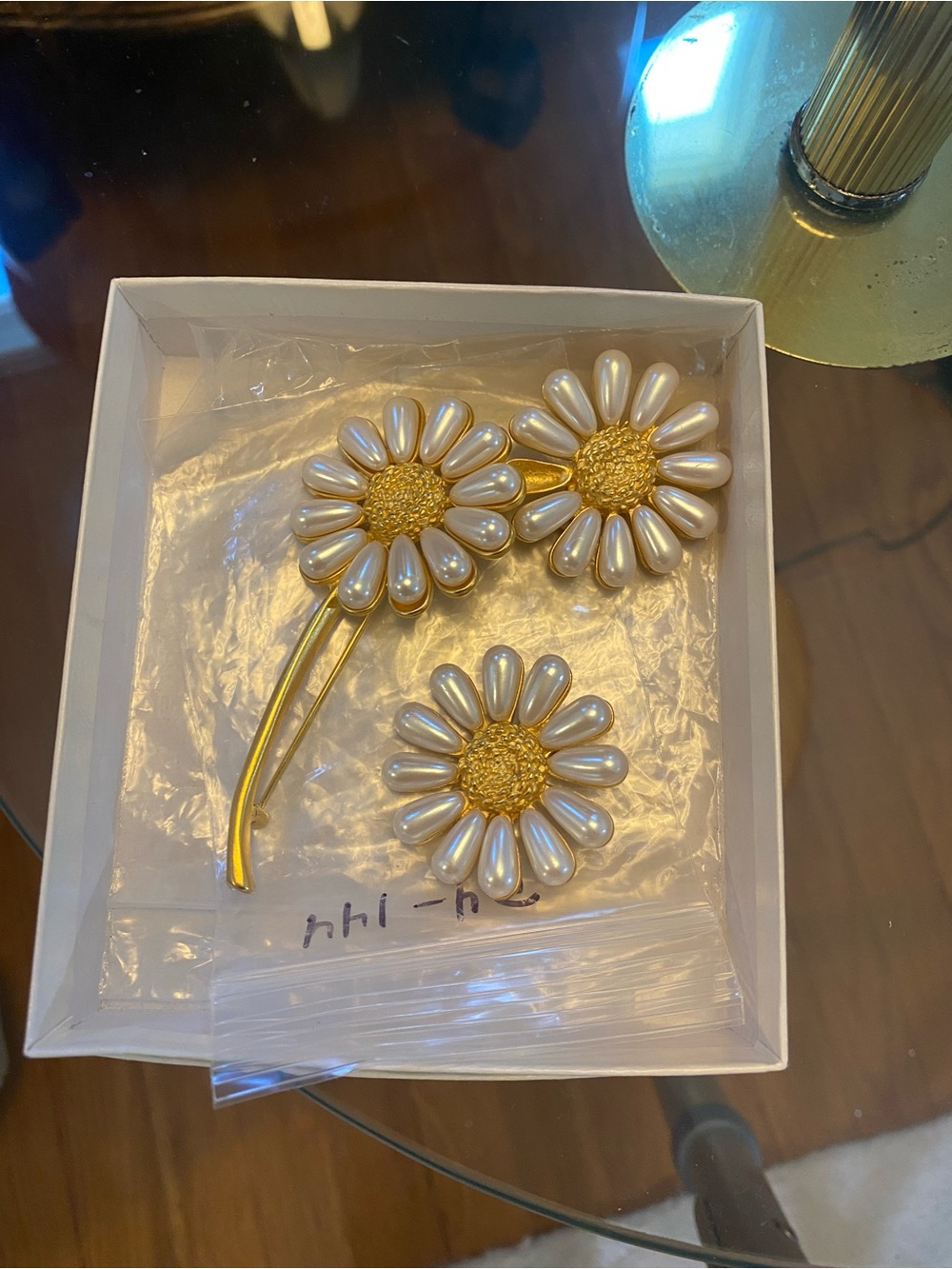 Givenchy Gold &  Pearl Clip on earrings with matching brooch pin